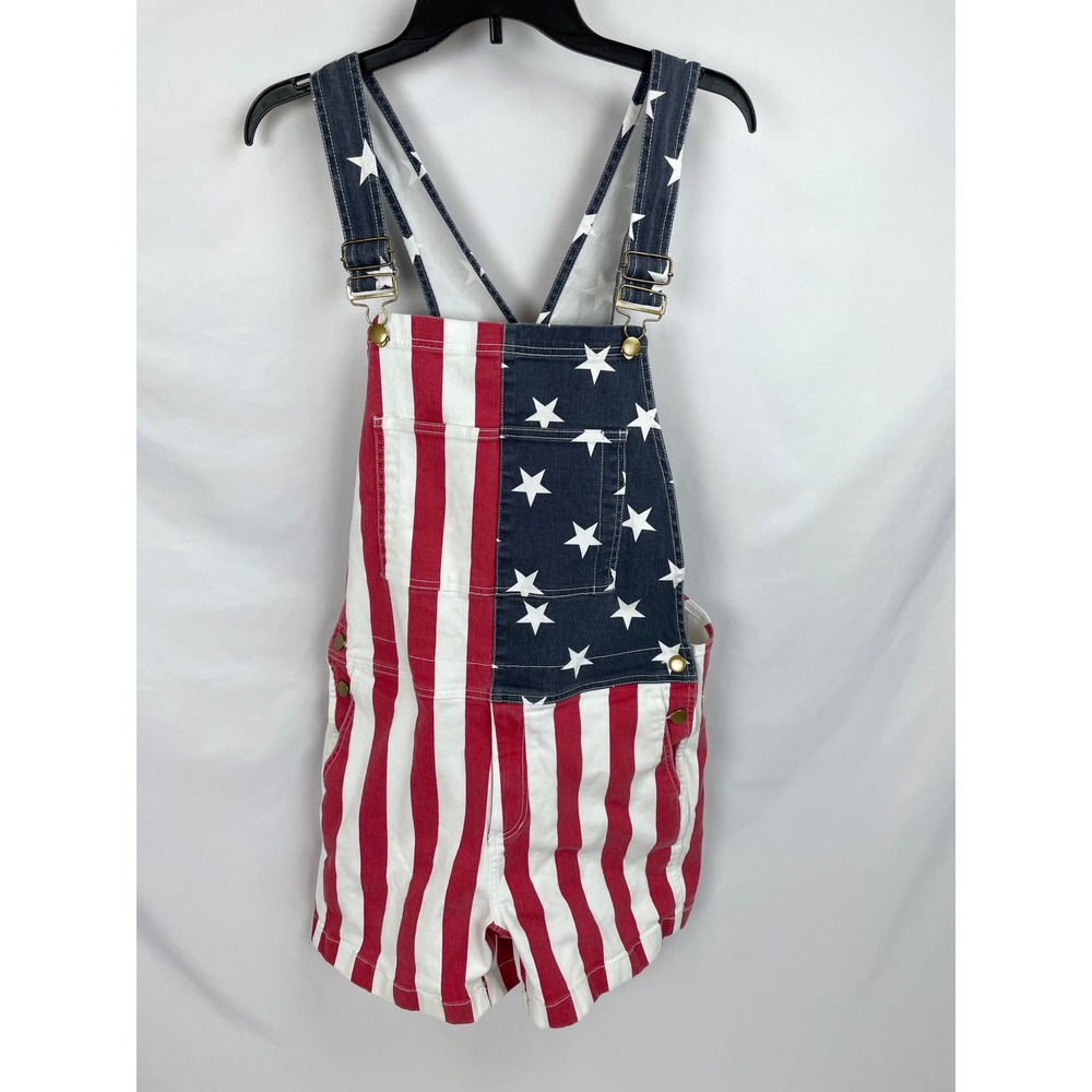 Chubbies Overalls Men Small Red White Blue American Flag Shorts Chubberalls